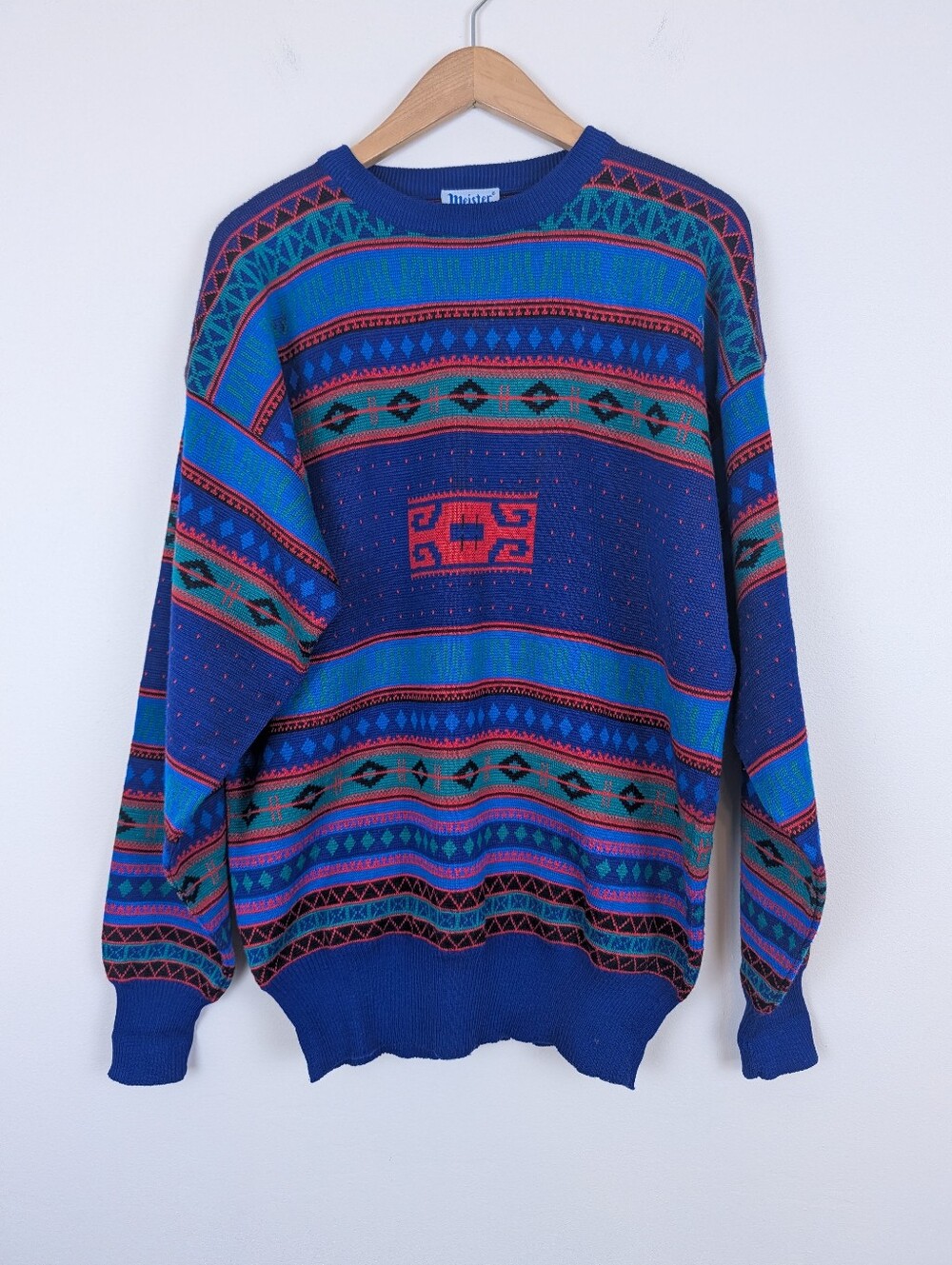 Vintage Meister Geometric Pattern Ski Sweater
